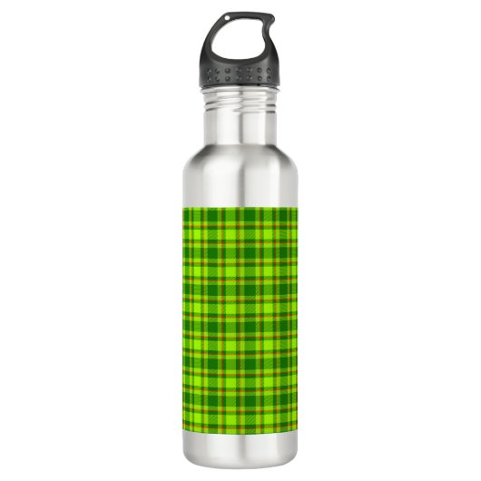 Groen Rood Tartan Geruit Plaid Patroon-55788 Waterfles (Voorkant)