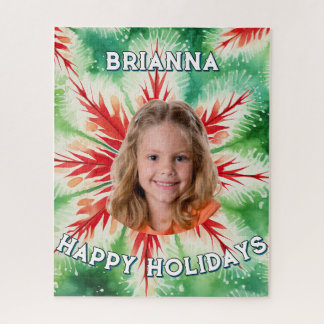 Groen Rood Tie Dye Foto Kerstmis  Legpuzzel