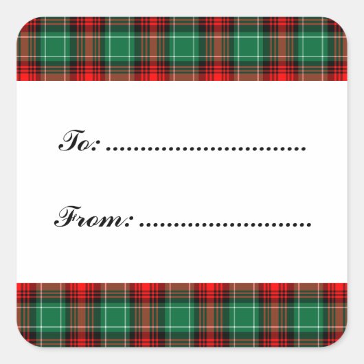 Groen Rood Vakantie Plaid Custom Gift Stickers (Voorkant)