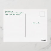 Groen Rood Vetgedrukte Kerstmis Goud Ovaal One Pho Folie Feestdagen Briefkaart (Achterkant)