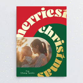 Groen Rood Vetgedrukte Kerstmis Goud Ovaal Twee Fo Folie Feestdagenkaart