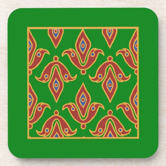 Groen, rood, vleur-de-lys kurk Onderzetter (Voorkant)
