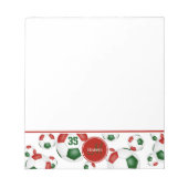 groen rood voetballen patroonaccent notitieblok (Voorkant)