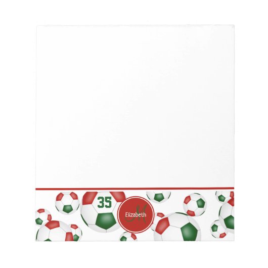 groen rood voetballen patroonaccent notitieblok (Voorkant)