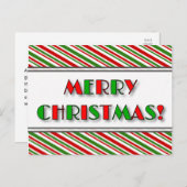 Groen & Rood "VROLIJK KERSTFEEST!" + Strepen Brief Briefkaart (Voorkant / Achterkant)