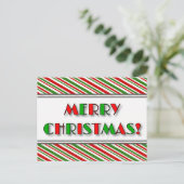 Groen & Rood "VROLIJK KERSTFEEST!" + Strepen Brief Briefkaart (Staand voorkant)