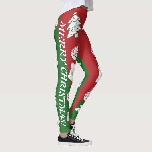 Groen & Rood Vrolijk Kerstfeest Vrouwen Leggings (Rechts)