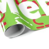 Groen Rood Vrolijk Kerstmis Herhalend Woord Cadeaupapier (Rol Hoek)