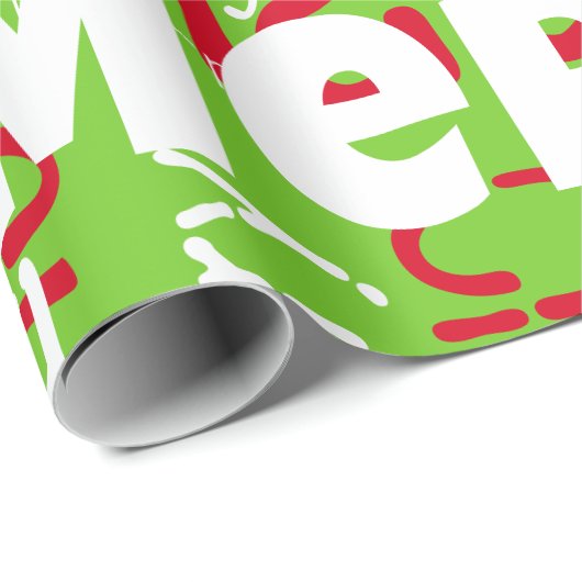 Groen Rood Vrolijk Kerstmis Herhalend Woord Cadeaupapier (Rol Hoek)
