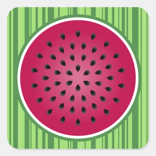 Groen rood watermeloen vierkante sticker (Voorkant)