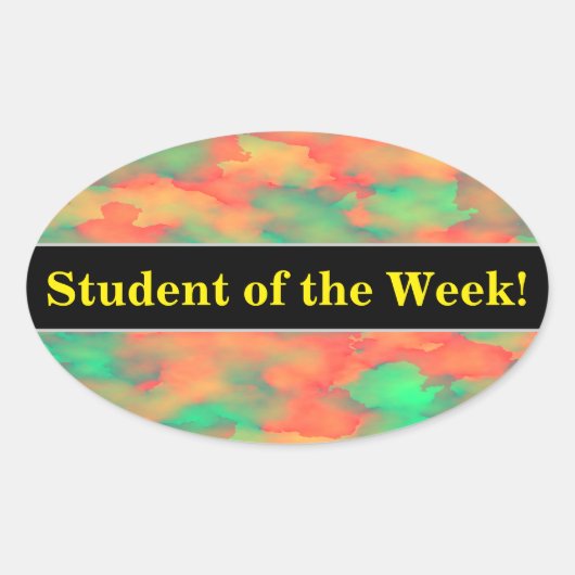 Groen, rood Waterverf-als Abstract Patroon Ovale Sticker (Voorkant)