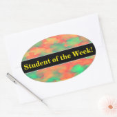 Groen, rood Waterverf-als Abstract Patroon Ovale Sticker (Envelop)