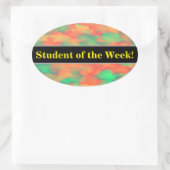 Groen, rood Waterverf-als Abstract Patroon Ovale Sticker (Tas)