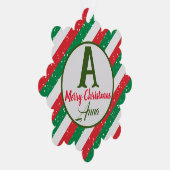 Groen Rood & Wit Eenvoudig Vrolijk Kerstmis Ornament Kaart (Rechts)