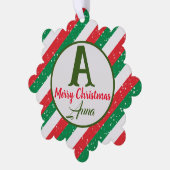 Groen Rood & Wit Eenvoudig Vrolijk Kerstmis Ornament Kaart (Links)