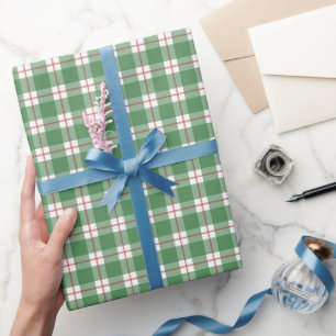Groen / Rood / Wit Geruit Cadeaupapier