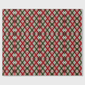 Groen Rood Wit Geruit Kerst Inpakpapier (Vlak)