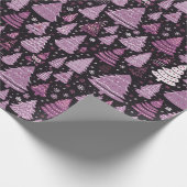 Groen Rood Wit Kerstbomen Zwart Kerstmis Cadeaupapier (Hoek)