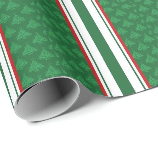 Groen Rood Wit met Streep | Holiday Gift Wrap Cadeaupapier (Rol Hoek)