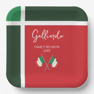 Groen Rood Wit Moderne Italiaanse Familiereünie Papieren Bordje