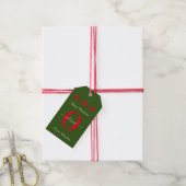 Groen rood wit monogram script kerst cadeaulabel (Met Touw)