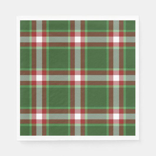 Groen rood wit roodrood lumberjack patroon servet (Voorkant)
