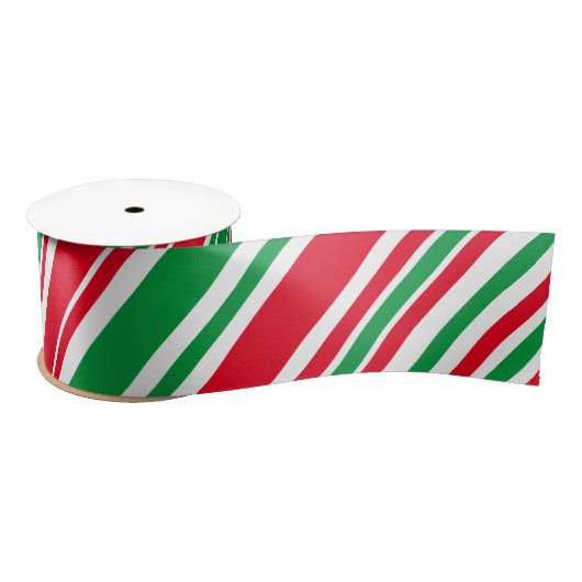Groen rood wit Snoep Stripe-omslagpapier Satijnen Lint (Spoel)