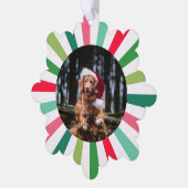 Groen Rood Wit Starburst Stripes Hond Kerstmis Ornament Kaart (Links)