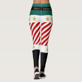 Groen Rood Wit Strepen Candy Cane Elf Kerstmis Leggings (Achterkant)