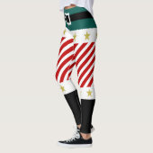 Groen Rood Wit Strepen Candy Cane Elf Kerstmis Leggings (Links)