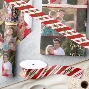 Groen Rood Wit Vrolijk Kerstmis Candy Cane Stripes Satijnen Lint