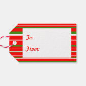 Groen, Rood, Witte Streep Kerstmis Cadeaulabel (Achterkant Horizontaal)