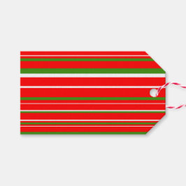 Groen, Rood, Witte Streep Kerstmis Cadeaulabel