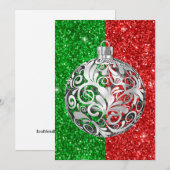 Groen Rood Zilver Decoraties Kerst Kaart (Voorkant / Achterkant)