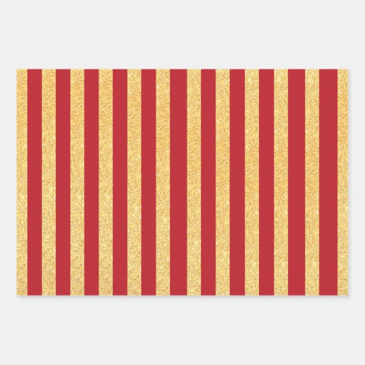 Groen Rood Zwart Goud Glitter Strepen Patroon Inpakpapier Vel (Voorkant 2)