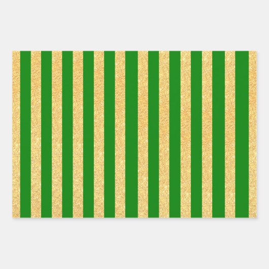 Groen Rood Zwart Goud Glitter Strepen Patroon Inpakpapier Vel (Voorkant)