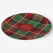 Groen Rood Zwart Schots Keltisch Tartan bruiloft Papieren Bordje (Gekanteld)