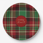 Groen Rood Zwart Schots Keltisch Tartan bruiloft Papieren Bordje (Voorkant)