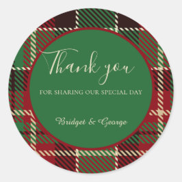 Groen Rood Zwart Schots Keltisch Tartan bruiloft Ronde Sticker