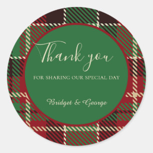 Groen Rood Zwart Schots Keltisch Tartan bruiloft Ronde Sticker