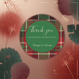 Groen Rood Zwart Schots Keltisch Tartan bruiloft Ronde Sticker