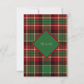 Groen Rood Zwart Schots Keltisch Tartan bruiloft RSVP Kaartje (Achterkant)