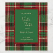 Groen Rood Zwart Schots Keltisch Tartan bruiloft Wijn Etiket (Enkel label)