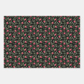 Groen Rood Zwart Witte Waterverf Kerstbladeren Inpakpapier Vel (Voorkant 3)