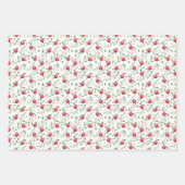 Groen Rood Zwart Witte Waterverf Kerstbladeren Inpakpapier Vel (Voorkant 2)