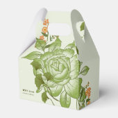 Groen Roos Bloemen Bruiloft Thema Bedankdoosjes (Achterkant)