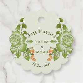 Groen Roos Bloemen Bruiloft Thema Bedankjes Labels