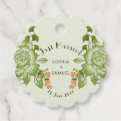 Groen Roos Bloemen Bruiloft Thema Bedankjes Labels (Voorkant)