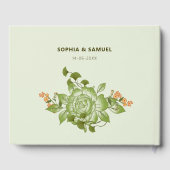 Groen Roos Bloemen Bruiloft Thema Gastenboek (Achterkant)