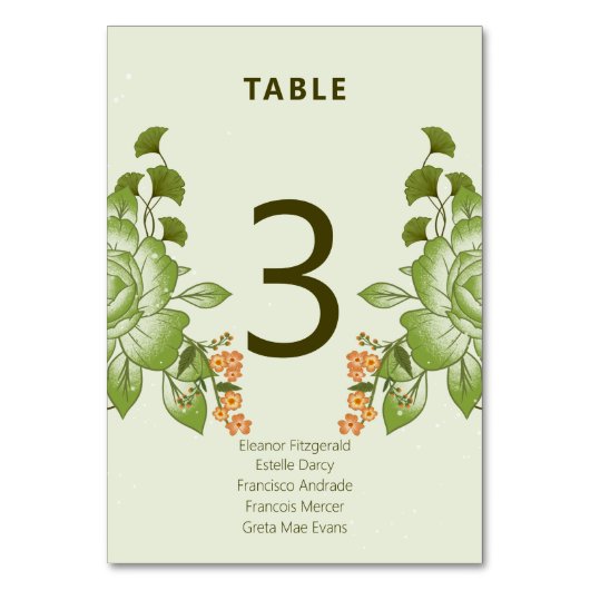 Groen Roos Bloemen Bruiloft Thema Kaart (Voorkant)